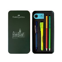 파버카스텔 필기구 기프트 그립 볼펜세트, 블루(볼펜), 랜덤발송(연필, 지우개), 1세트