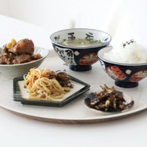 다루마문양 도자기 혼밥접시 세트, 1세트, 식기 5종