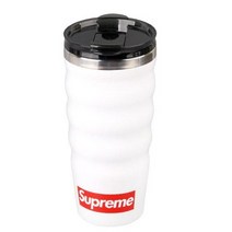 Supreme 2021 New 웨이브 보온 / 보냉 텀블러 + 기프트 포장 박스, 화이트, 450ml