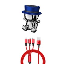 아이엠판다 차량용 마그네틱 휴대폰 거치대 + 멀티 케이블, 거치대(블루), 케이블(랜덤발송), 1세트