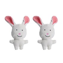 요기쏘 강아지 치아관리 토끼 삑삑이 인형 봉제 장난감 18 x 24 cm, 혼합색상, 2개