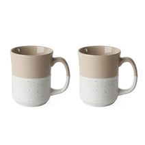 투톤 손잡이 머그컵 380ml, 베이지, 2개