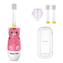 메가텐 키즈소닉 기본형 고양이 + 기본형 리필 2p + 케이스 + 헤드커버 칫솔 세트, MB-KS6008CA