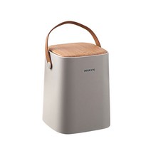 뉴엔에스 레더핸들 우든캡 쓰레기통, 화이트, 1개