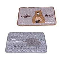 사랑예감 미끄럼방지 현관 화장실 욕실 퀄팅 순면 발매트 2종 세트, 곰B, 코끼리