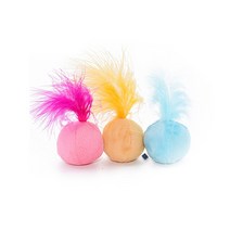 딩동펫 고양이 깃털 캣볼 장난감 세트, 핑크, 오렌지, 블루, 1세트