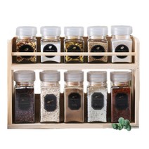 2단 수납함 + 사각 유리 양념병 원캡화이트 대 5p + 소 5p 세트, 1세트, 2단 수납함 + 사각 유리 양념병 대 5p + 소 5p + 스티커 4종