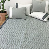 누블 지그재그 퀄팅 마이크로 모달 미끄럼방지 패드, 민트그레이