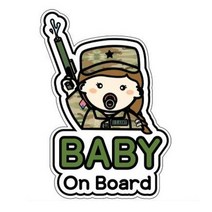 GEEKBEAR 아이가 타고 있어요 칼라 반사 차량용 스티커, 여군, 1개