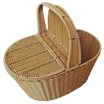 마켓플랜 라탄 피크닉 바구니 브라운 대형, 1개