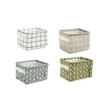 북유럽 패브릭 접이식 정리함 4종 세트, 화이트, 그레이, 네이비, 그린, 1세트