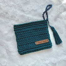 심플 카드지갑 가방 코바늘 뜨개질 DIY 패키지, 1개, 청록