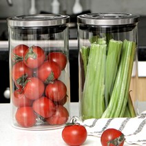 이우아여사 스텐 진공 밀폐 유리용기, 900ml, 2개