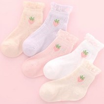 제이셀 여아용 K365 코튼 레이스 딸기 공주 양말 5종 세트