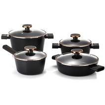 네오플램 노블레스 IH 인덕션 냄비세트 4개, 블랙, 편수 18cm + 양수 20cm + 양수24cm + 전골 24cm
