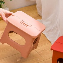 하이어데코 휴대용 접이식 발디딤대 의자 소, 핑크