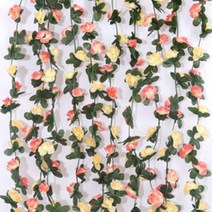 브릴리홈 조화 장미 덩굴 벽장식소품 45p, 라이트핑크