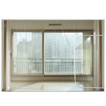 다샵 베란다형 지퍼식 방풍비닐 바람막이 투명 350 x 250 cm + 찍찍이테이프 12p, 1세트