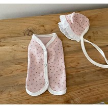 바이담수미 강아지 베이비 꽃조끼 + 모자, 핑크