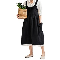 유로와 여성용 부엌 원예 꽃집 면소재 앞치마 색감 URO103, 블랙, 1개