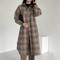 페이퍼먼츠 도톰 체크 롱 남방형 코트 아우터 00580