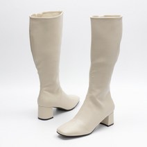 여성용 기본 스퀘어 미들굽 롱부츠 6cm 0056