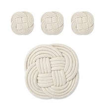 에베티 수제 뜨개 티코스터 원형 4p, 크림