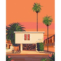 아비람 DIY 명화 그리기 정물 풍경 아트 북유럽 유화 세트, 우리집 노을