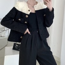 비비에모 여성용 플라워숄더 노카라 스타일 재킷 00616