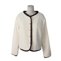 시크블랙 여성용 도나던 배색 진주 버튼 누빔 점퍼 JK3820K1B