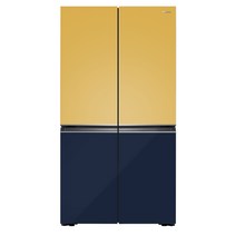 위니아 프렌치 양문형냉장고 방문설치, 실키 옐로 + 샤인 네이비, WWRW928ESGEV1