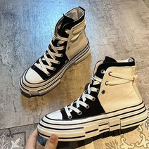 페이퍼먼츠 여성용 바이크로스 하이넥 캔버스 투톤 운동화 00447