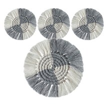 레라티 고급 손뜨개 태슬 인테리어 코스터 4p, 그레이