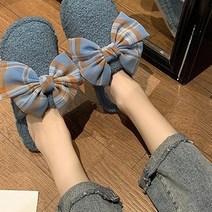 페이퍼먼츠 여성용 체크 빅리본 뽀글이 겨울 실내화 00462