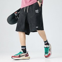 알럽홈 남성용 루즈핏 자수 반바지