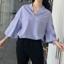 페이퍼먼츠 여성용 브이넥 슬리브 만능 탑 셔츠 01245
