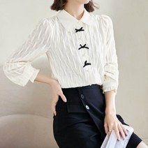 페이퍼먼츠 볼록 레이스 소재 프릴소매 블라우스 01622