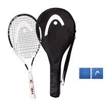 [파이어스트로크] 헤드 테니스 사이버 프로 라켓 + 손목밴드 13cm 2p 세트, 블랙 + 화이트(라켓), 랜덤발송(손목밴드)