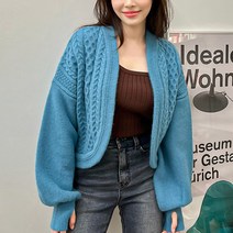 임블리 여성용 케이블라운드 숏가디건