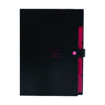 스마일리 아코디언파일 5칸 A4, 블랙, 1개