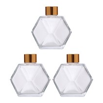 트리 오브제 헥사곤 유리 디퓨저용기 3p + 캡 3p 세트, 200ml, 투명