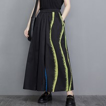 아뗄릭 여성용 캐주얼 밴딩 배색 라인 스커트 팬츠 00769