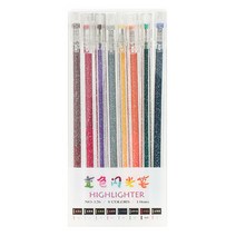 해피제이 글리터 하이라이터 젤펜 볼펜 8색 세트, 혼합색상, 1세트