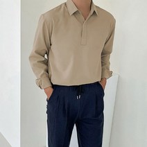 맨타임 남성용 BHS 베이직 컬러 헨리넥 트임 긴팔 셔츠