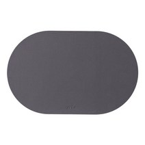 지베아 플로라 가죽 방수 타원형 식탁 테이블매트, 다크그레이(앞면) + 아이보리(뒷면), 440 x 300 mm