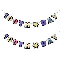 100일 축하 라운드 펠트 가랜드, 2개, 블랙