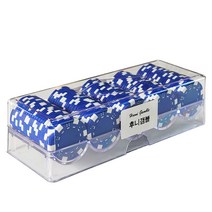 후니갬블 선명한 신료 컬러 포커칩 100p + 아크릴케이스, 블루