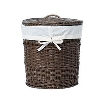 ohoo2 라탄 빨래 바구니 중형, 다크브라운, 1개