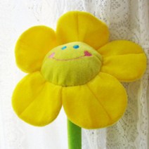 해솔 플라워 장미 꽃 장식 인테리어 철사 커튼 줄 타이 인형 스마일 30cm, 1개, 옐로우