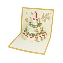 클리니스 생일케이크 카드 엽서, 골드, 1개